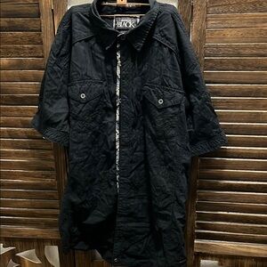 Buckle Black Lightweight Shirt with Textured Material